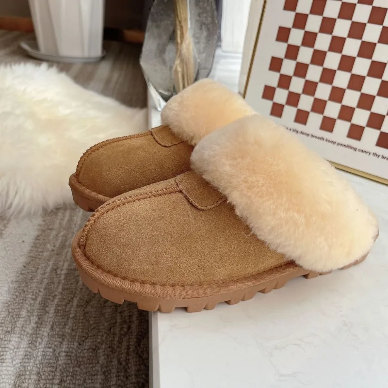 

New Qian Songyi, the same thin-soled slippers, women's sheepskin and fur integrated, genuine leather cowhide outdoor non-slip