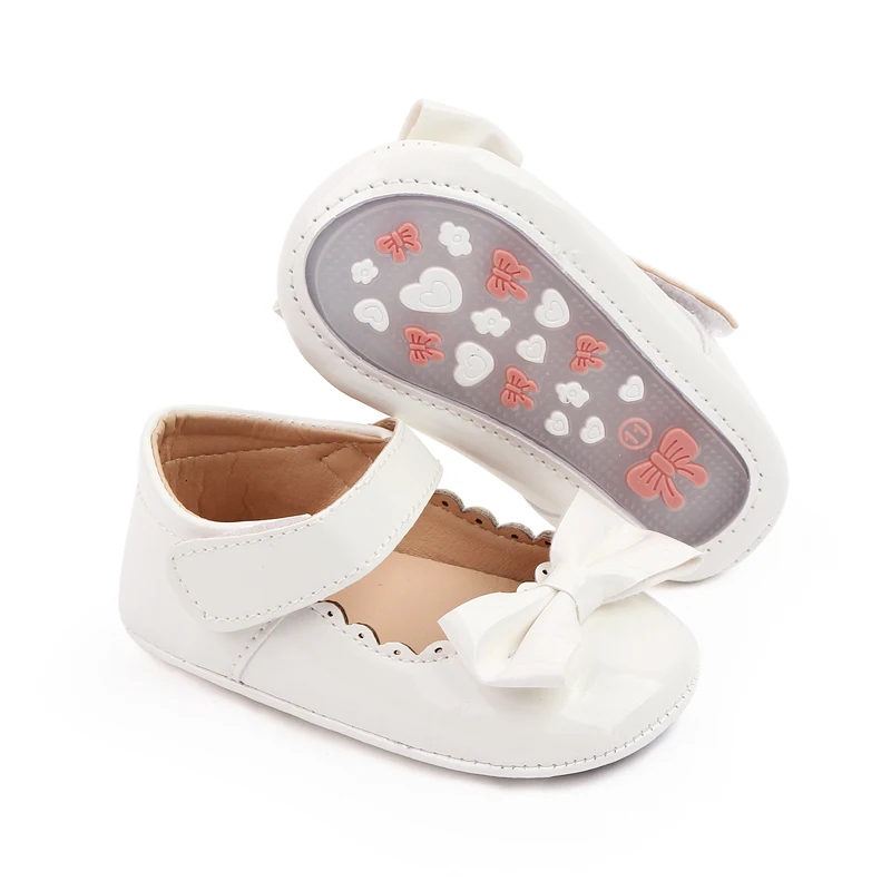 Baby Girl Princess Shoes Shiny PU High Quality TPR Sole Anti-slip Party Shoes for Newborn Toddler 0-12 Months 2023 New Fashion