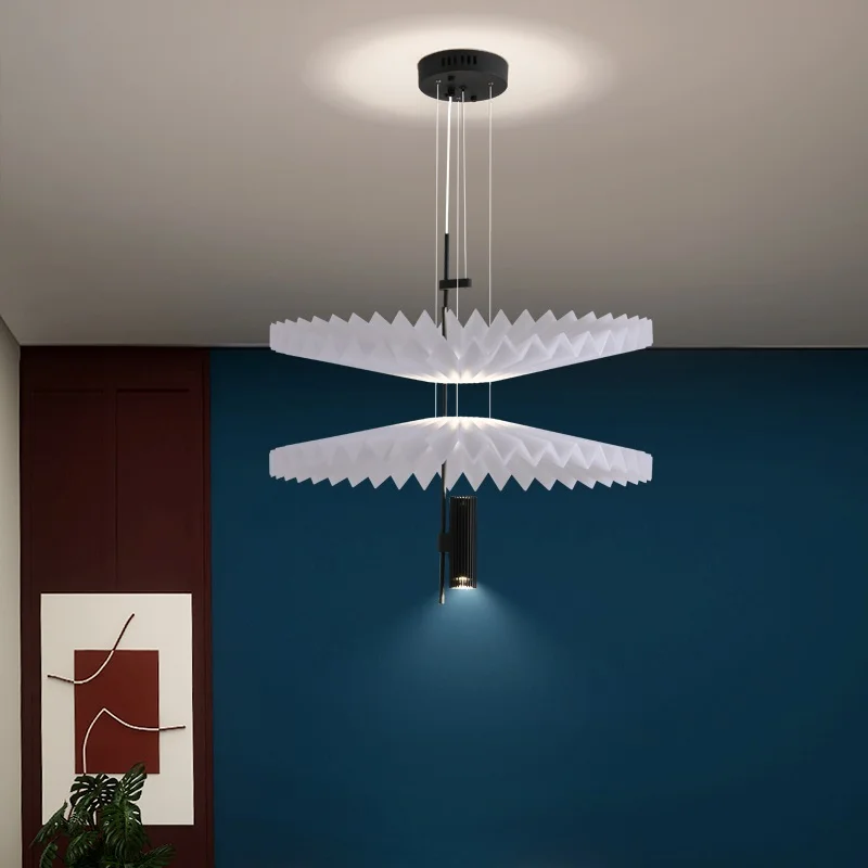 Nordic Creative Lustre plissado, Lustre dourado minimalista, Restaurante, Sala, Designer de quarto