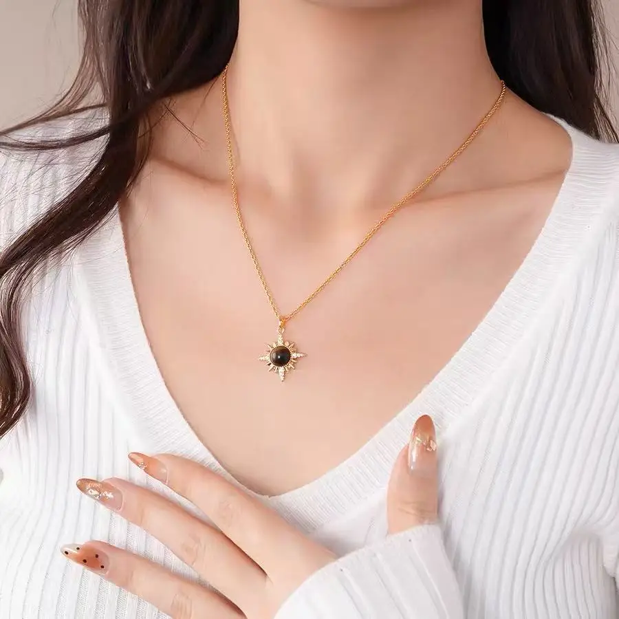 Melard Tigerauge Stein Sternenanhänger vergoldet mit 18K Gold Kette Halskette für Damen Luxus Set Accessoires Neuer trendiger Schmuck – Detail 5