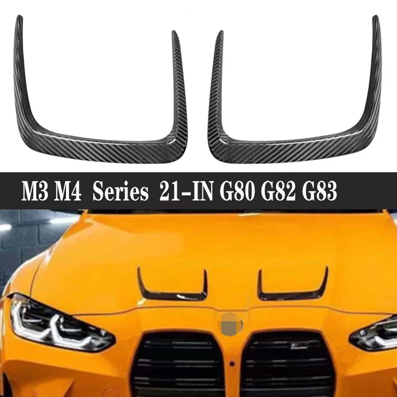 For BMW M3 G80 M4 G82 G83 Car Exterior Engine Outlet Bonnet Cover Decor Parts Dry Carbon Fiber Hood Vent Trims Car Accessories