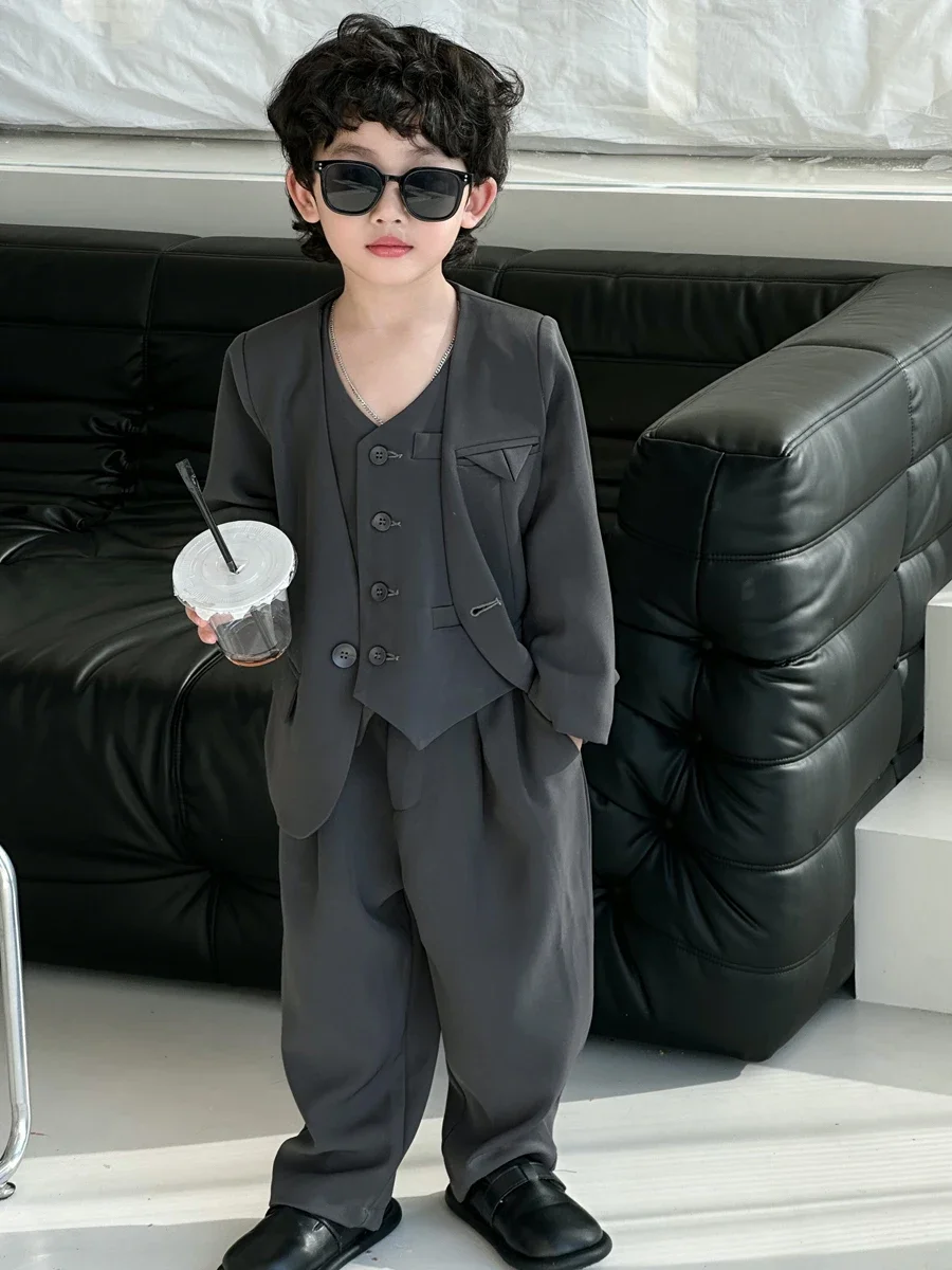 

Boy Clothes Suit Spring and Autumn New Handsome Korean Style Fashion Leisure Baby Boys and Girls Causal Cool 3-piece Set