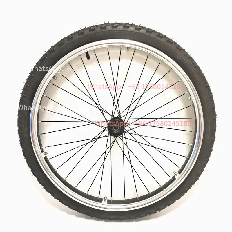 Off Road Wheelchair Rear Wheels 24x1.95, All Terrain Bump Tires, Aluminum Rims Handwheels Manual