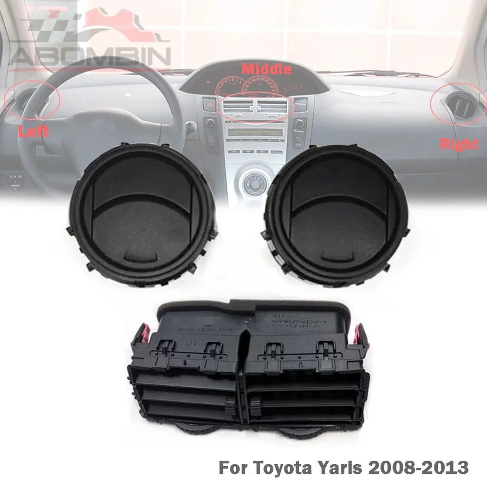 Side Air Vent Dashboard Air Condition Outlet Vent Center/ Left/Right Ventilator Grille For Toyota Yaris 2008 09 10 11 12 13