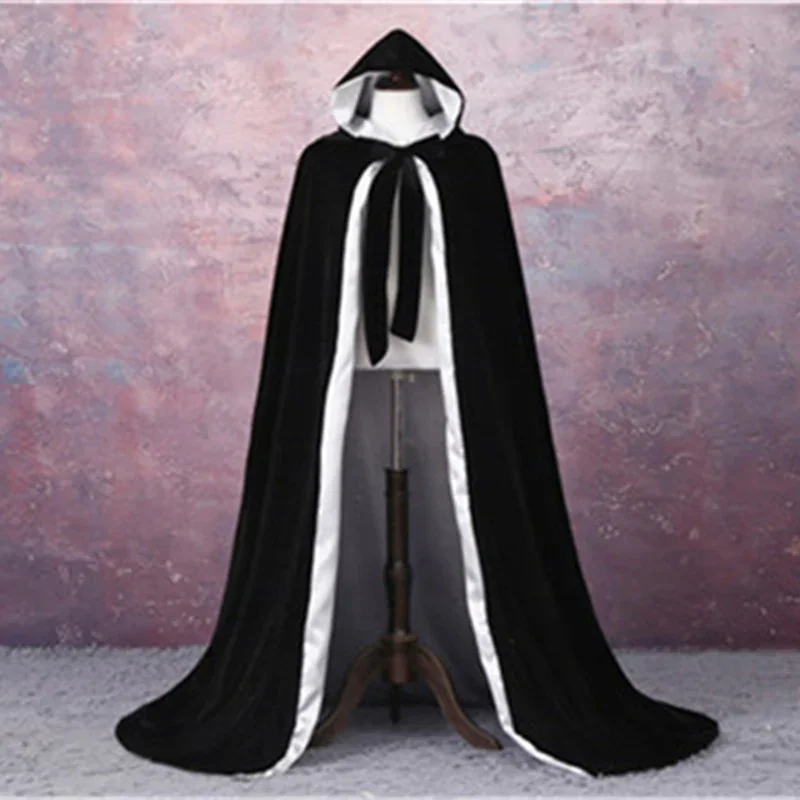 

Elegant Velvet Hooded Wedding Cloak Winter Long Cape Unisex Halloween Costume Cape Hooded Velvet shawl coat cloak