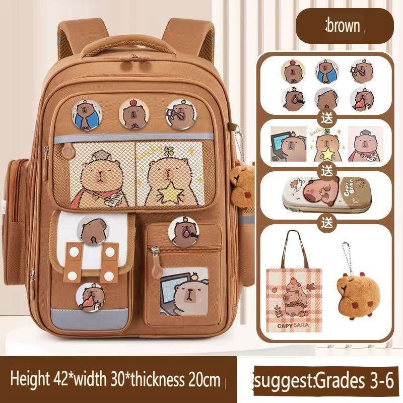 

Kapibara Student Schoolbag, Large-capacity Mochila Children Backpack.Girl Boy Kids Back To School Book Bags