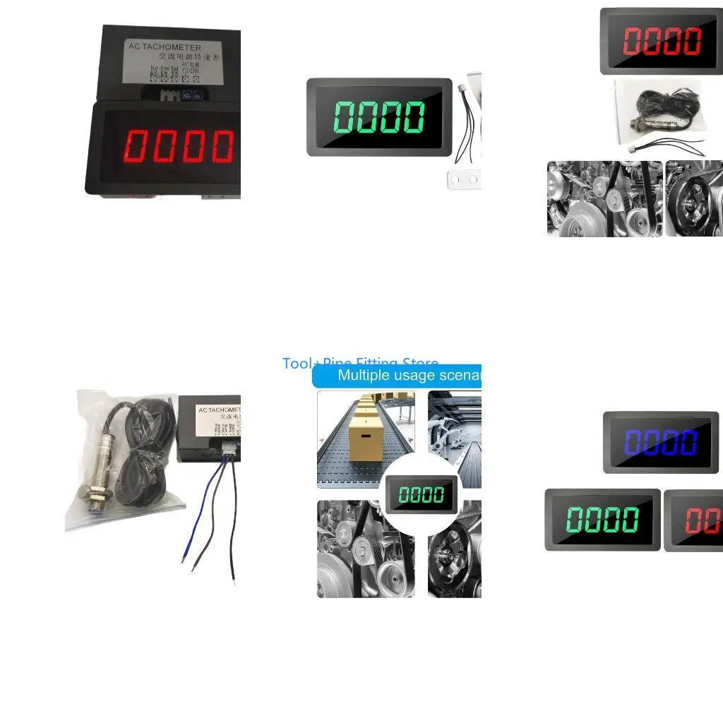 F92B Industrial Motor Speed Gauge Digital Tachometer 110V-230V with Hall Sensorings