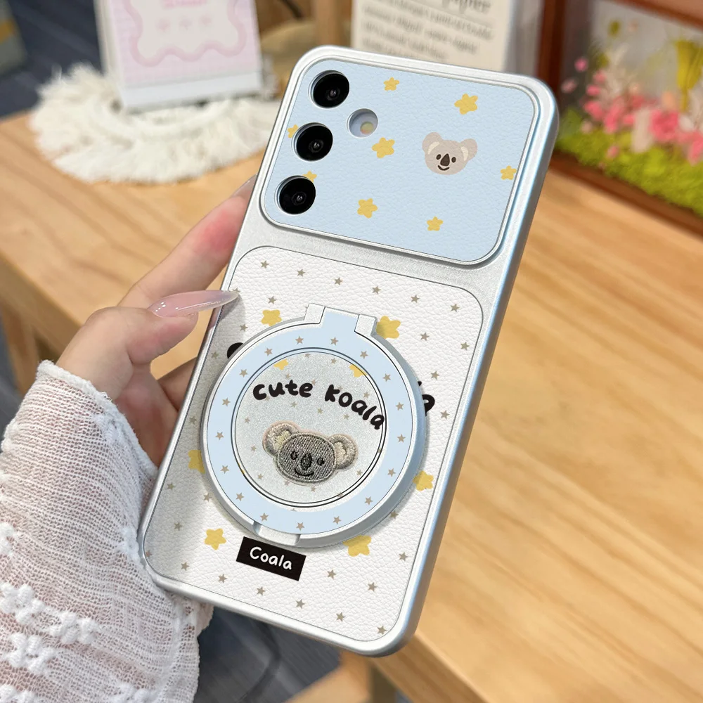 Handyhülle für Samsung Galaxy S26 S25 S24 S23 S22 Ultra S25 S24 FE Hüllen Kawaii Stern Koala Blau Weiß Kontrast mit Halterung