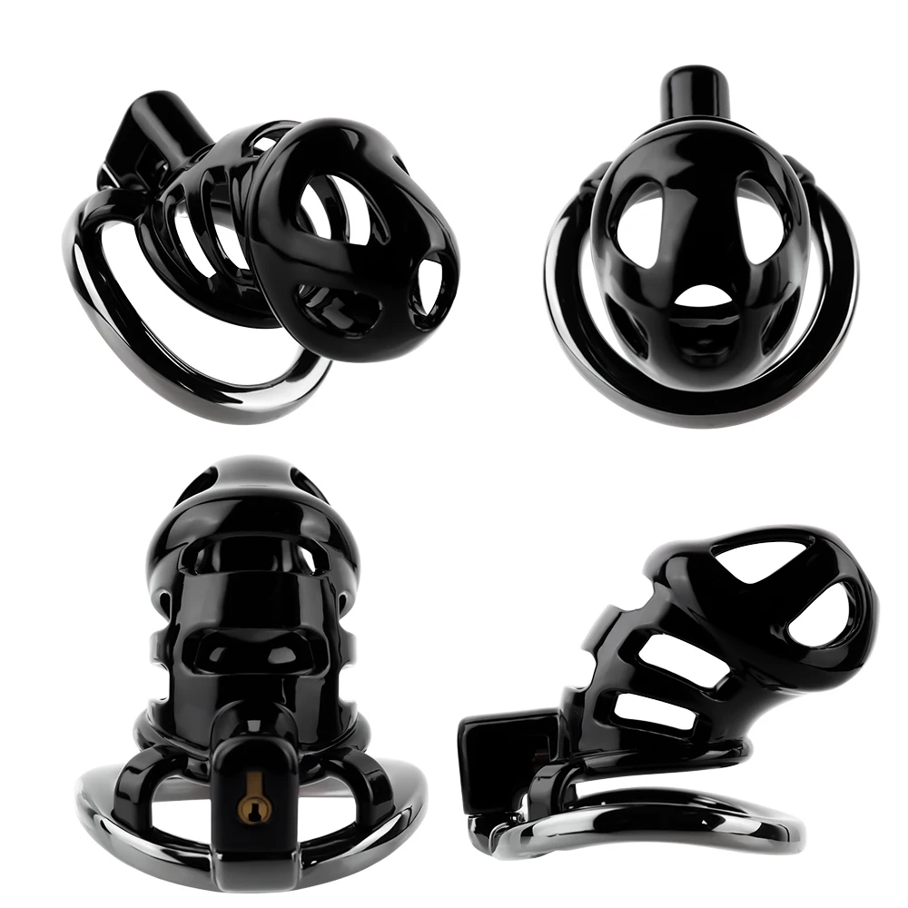 FRKO Black Resin Chastity Cage 4 Penis Lock Ring BDSM Sex Toy For Man Gay Chastity Urethra Sissy 정조대 요도 Erotic Supplies 18+ 3