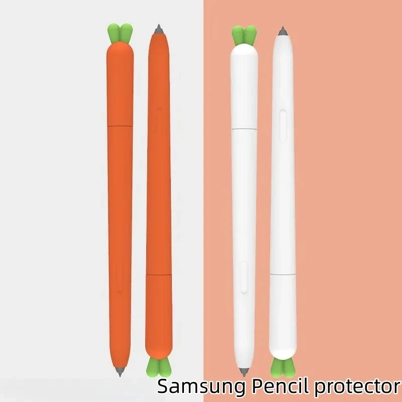 Cartoon cute silicone pencil case Flat stylus carrot pen lid for Samsung Galaxy Tab S6 Lite S7 FE S8 Ultra S9 Plus