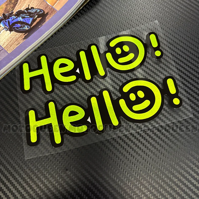 Cute Smile Hello Sticker Set 2PCS Colorful Vinyl Decal Waterproof Letter Car Motorcycle Laptop Bottle Decor