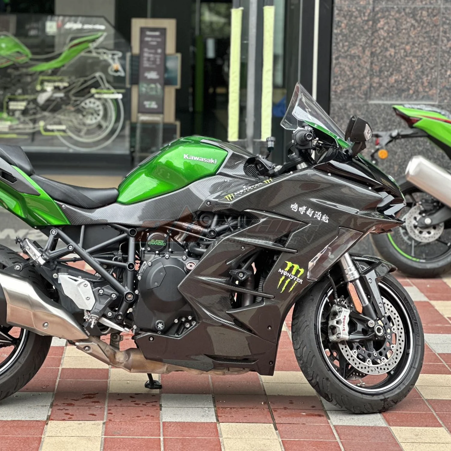 

Side Panels Belly Pan Lower Fairings For Kawasaki NINJA H2 SX SE 2022 -On Full Carbon Fiber 100%