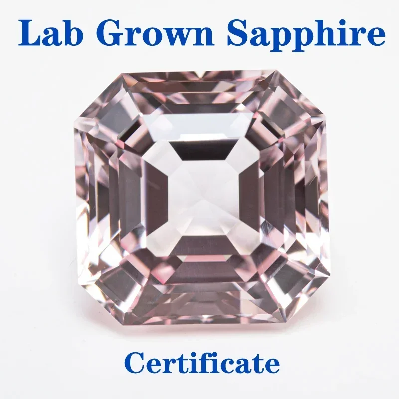 

Lab Grown Sapphire Square Chamfer Cut Cherry Blossom Pink VVS1 Selectable AGL Certificate Charms DIY for Jewelry Making Material