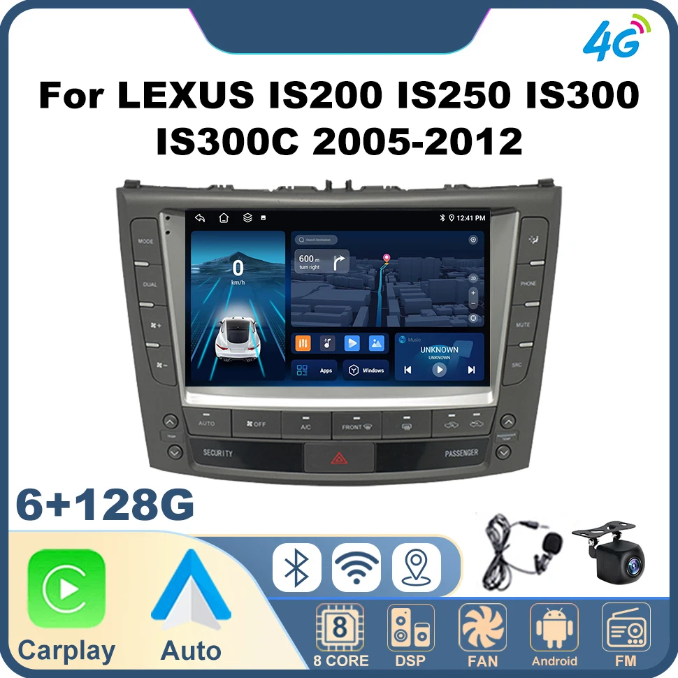 Wireless Carplay Car Radio Player for LEXUS IS200 IS250 IS300 IS300C 2005-2012 Smart Car Systems 4G GPS Navigator Wi-Fi FM BT