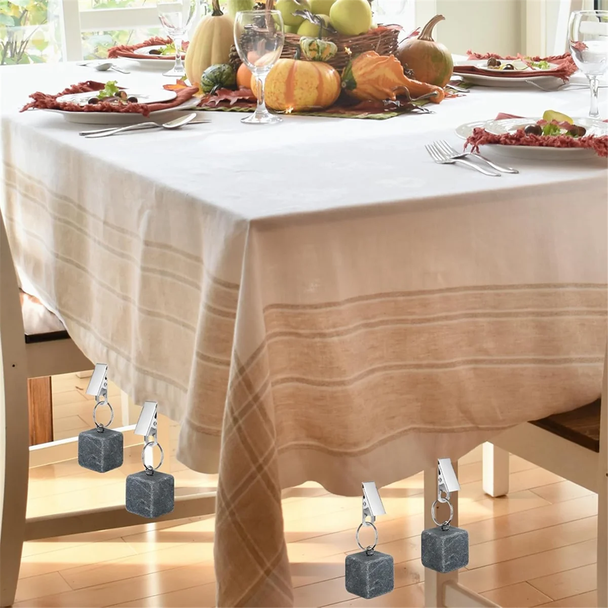 

GET! 16PCS Tablecloth Weights with Metal Clip, Cube Table Covers Pendant Stones, Marble Table Cloth Weights for Decoration