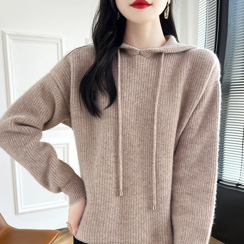 Hoodie Pullovers Free shipping Women Sweaters 100% Wool Knitted Sweaters Leisure Warm Tops 2024 Autumn/Winter New Clothing