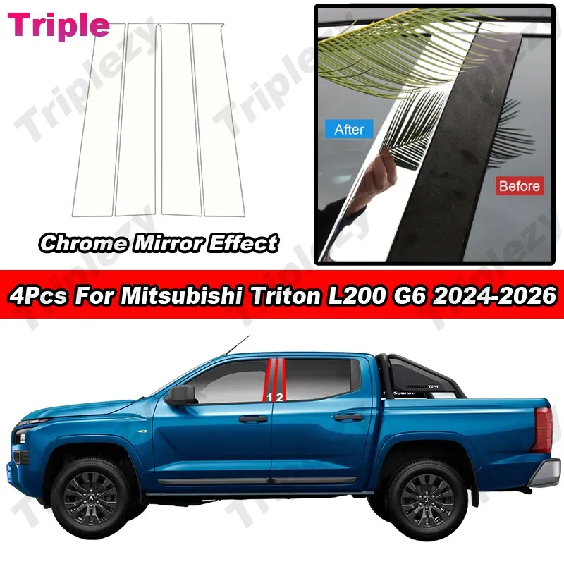 

Chrome Exterior B C Pillar Post Trim Window Center Middle Column Cover For Mitsubishi Triton L200 G6 2024 2025 2026
