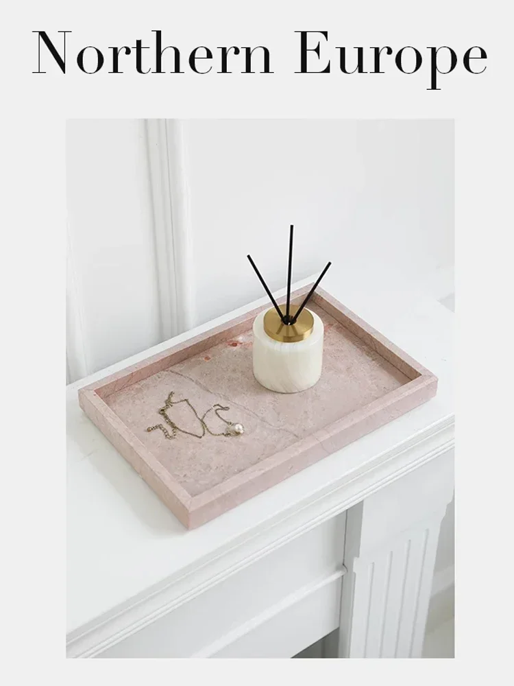 Ahunderjiaz-bandeja de armazenamento de mármore natural nórdico, bandejas de exibição de joias, estilo minimalista, decoração de casa, estilo Wabi-Sabi