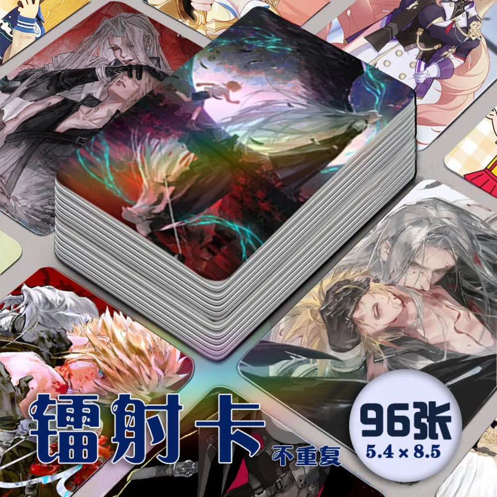 

96 PCS Final Sy VII Sephiroth Cloud Strife Anime Laser Cosplay Rounded Corners LOMO Card Christmas Gifts Girls