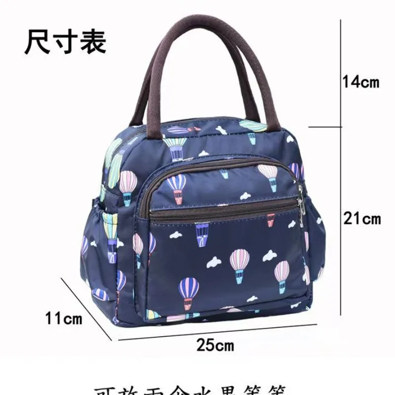 Thickened Tote Bag with Multi-Layer Zipper Pockets Travel Organizer Bag Japanese-Style Lunch Box Pouch Mommy Bag