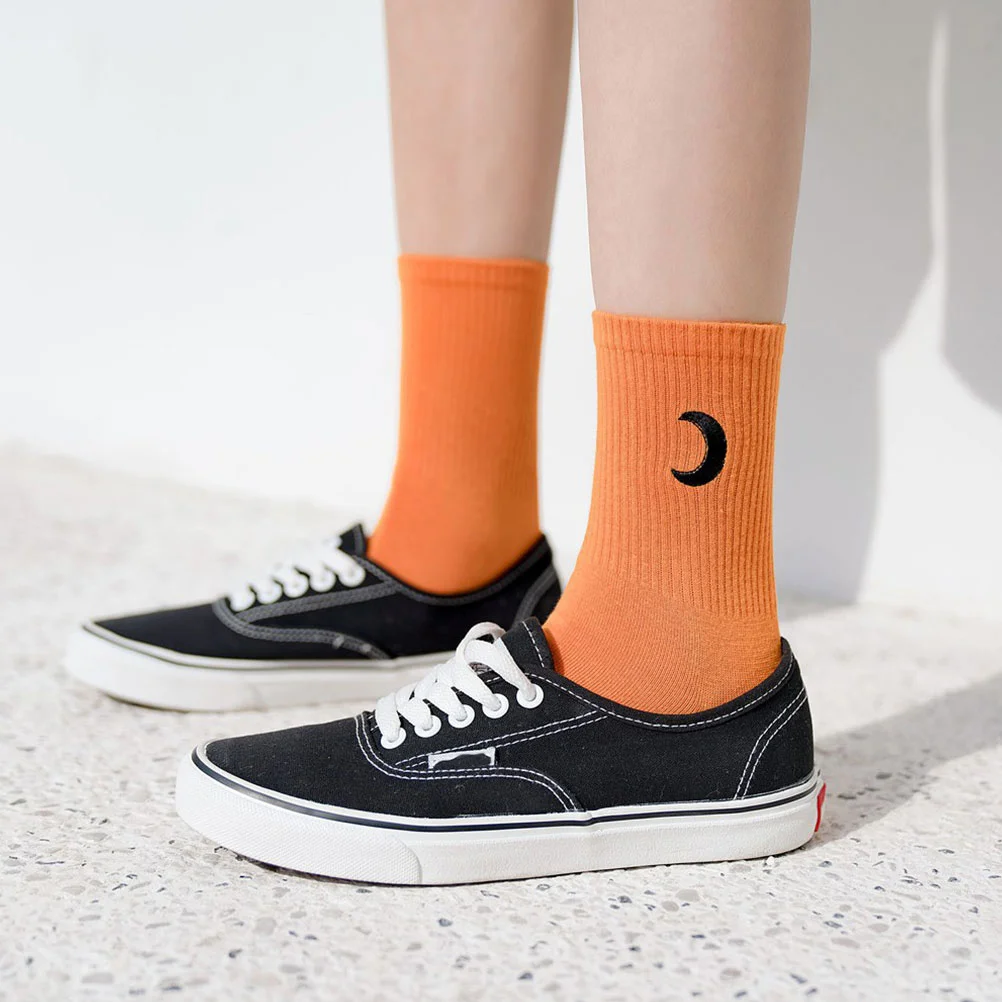 3 أزواج من الجوارب القطنية للنساء منتصف الساق، مريحة ومسامية ومتينة، تصميم بسيط للحفلات والأنشطة المدرسية، جوارب قطنية