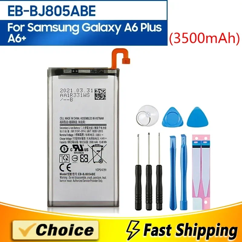 

EB-BJ805ABE,Brand New Replacement Phone Batatery+Tool,For Samsung Galaxy A6 Plus A6+ A605 J6+ J805, 3500mAh