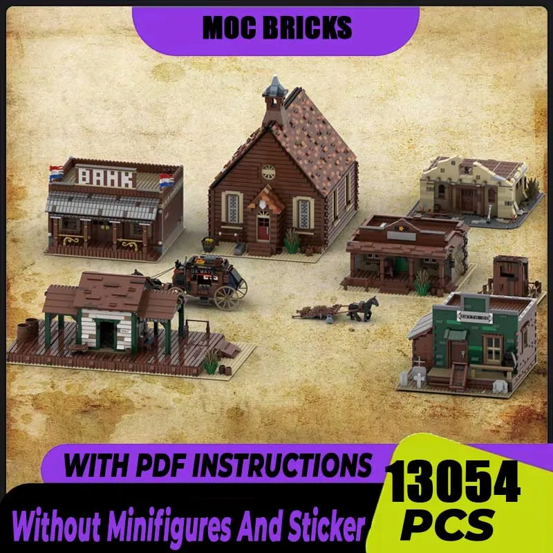 

Moc Building Bricks Western Town Collection of Large Set Series Technology Modular Block Toy DIY Set Assembly Construstion Gifts