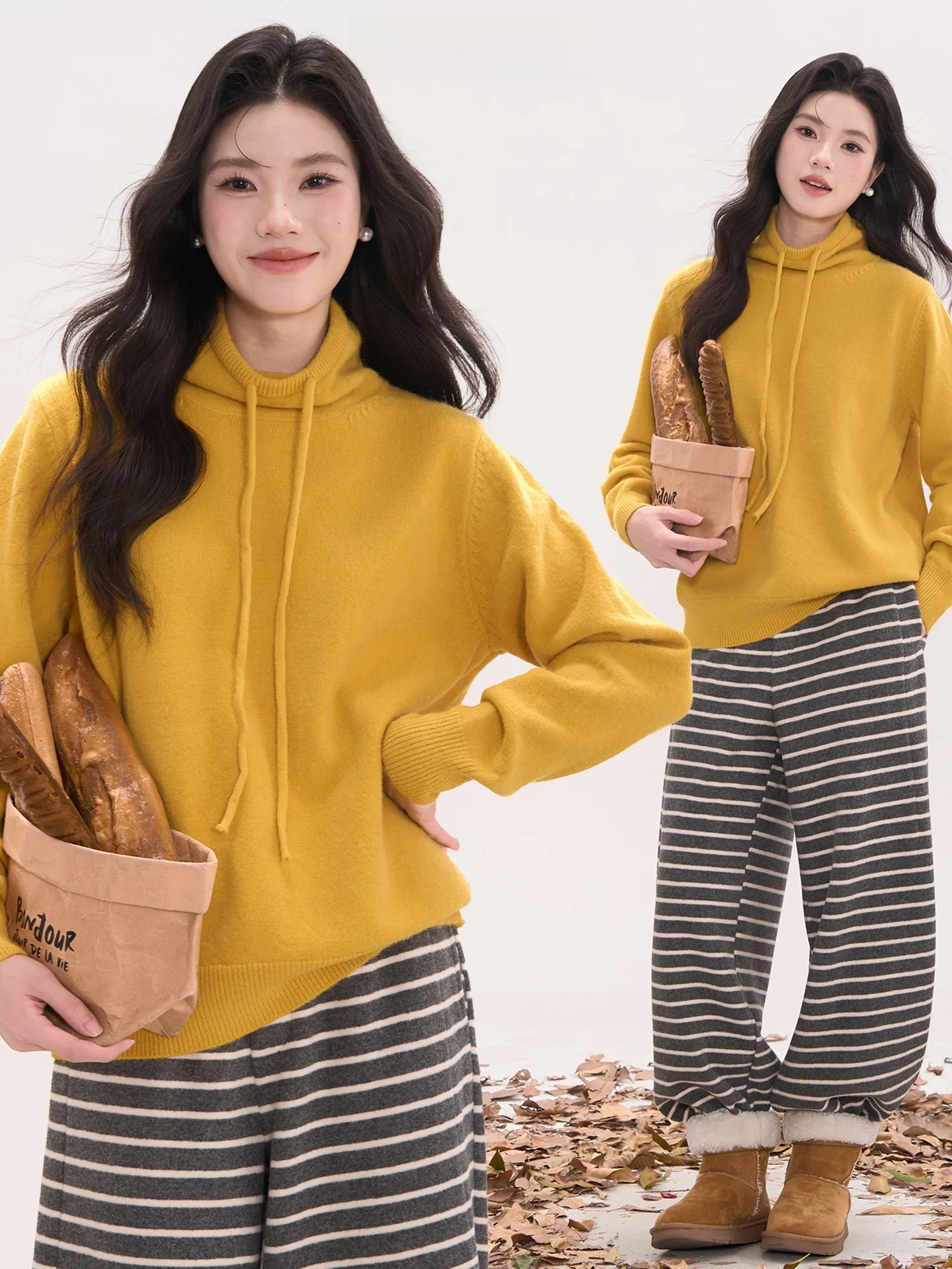 

Теплый вязаный свитер с высоким воротником для женщин, повседневный, с длинными рукавами, из вельвета, осенняя коллекция, удобный свободный крой, топ