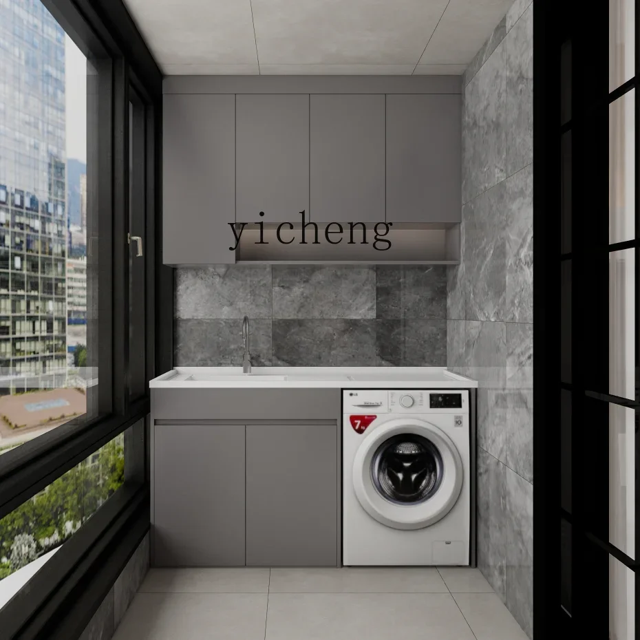 BB  all-aluminum honeycomb large board balcony laundry cabinet double position with rubbing board basin laundry sink
