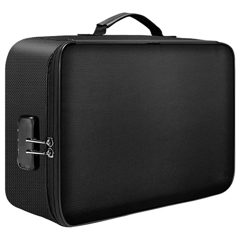 

Document Organizer Bag Fireproof Water- Resistant File Storage Case File Storage Container Holder With Lock For Jewelry