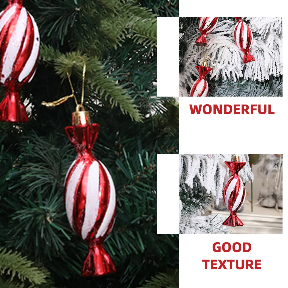 

6 Pcs Pendant Candy Christmas Ornaments Ball Decorations Plastic Hanging Holiday