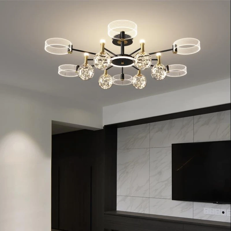 

Modern Glass Ball Ceiling Lamp Home Decor for Living Room Room Bedroom Furniture Chandelier Indoor Lighting Hanging Fixture