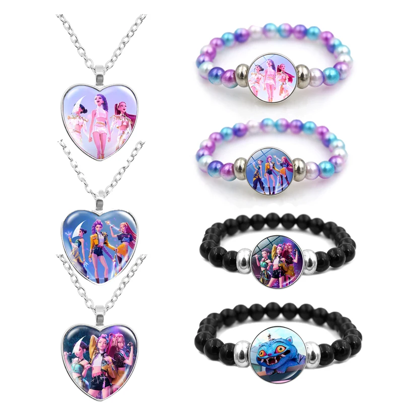 

K-POP Demon Hunters Theme Beaded Bracelet andpendant,for Girls, Ideal Birthday Holiday Gift & Party