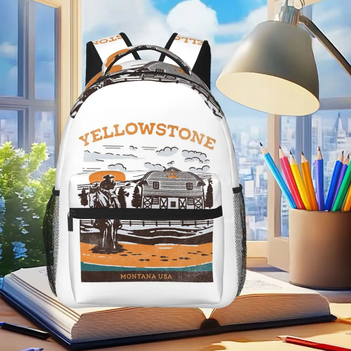 Yellowstone Montana USA Dutton Ranch Post Backpack Student Boys Girls BookBag Children School Bag Shoulder Bags for Men Women