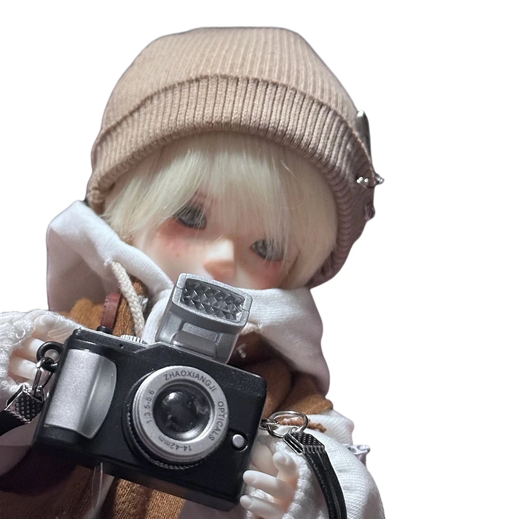 Casa delle bambole in miniatura Fotocamera reflex digitale Accessori per la decorazione della casa delle bambole Idol Cotton Doll Camera 1/6 1/8 Accessori per vestire
