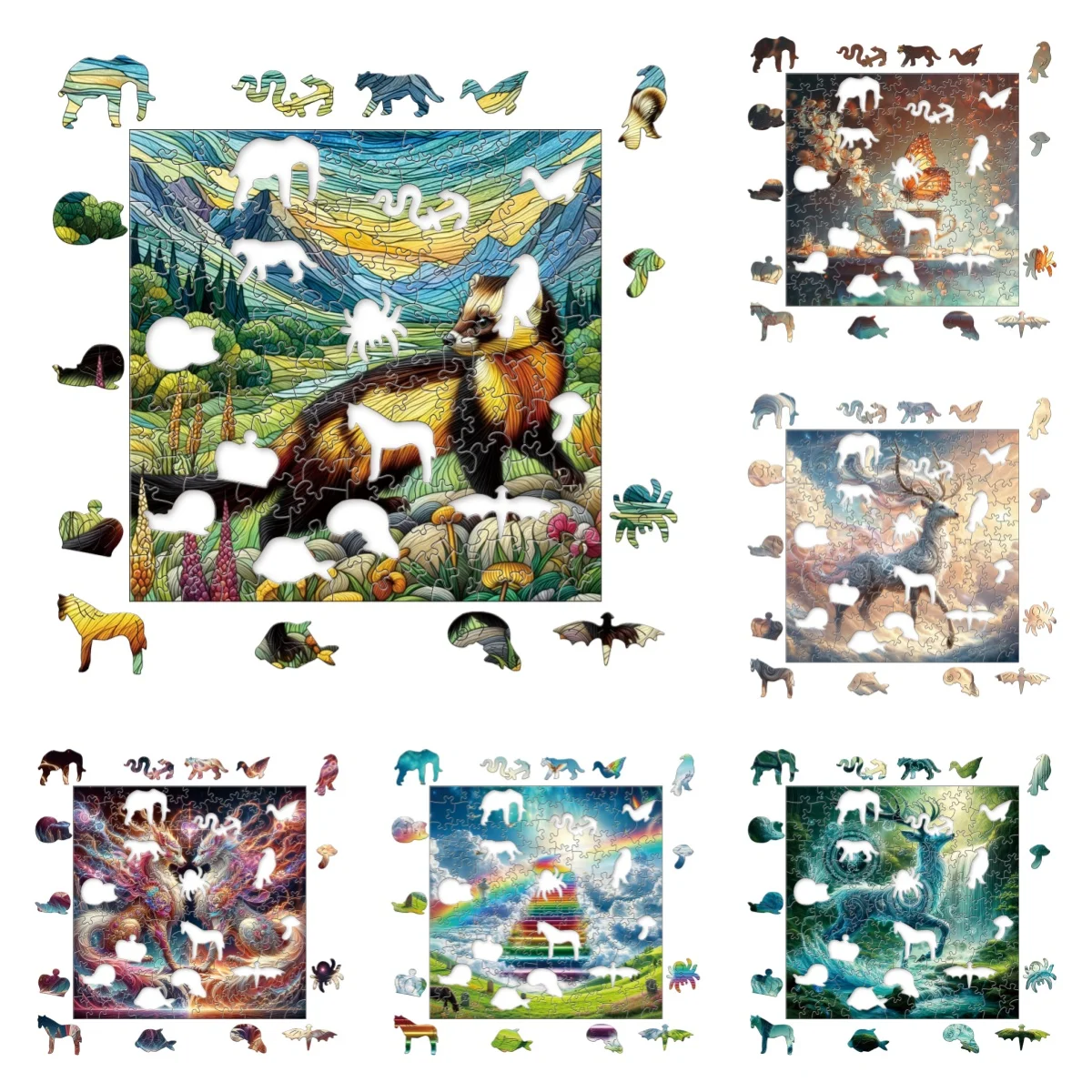 ZFX Butterfly Cow Kylin Elk Weasel Animals Puzzles Unique Shape High Quality Jigsaw Puzzle Wooden Puzzle Best Gift For Child