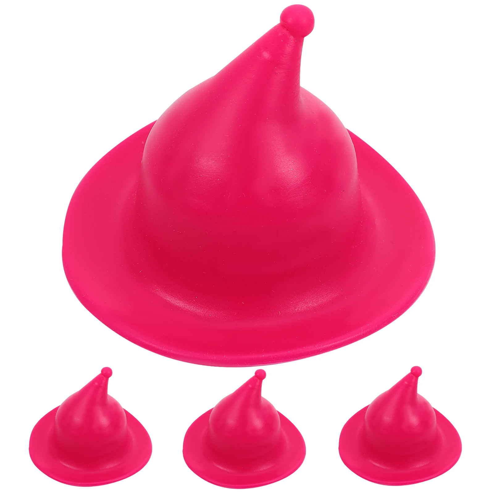 

4pcs Wizard Hat Stoppers Reusable Silicone Sealer for Red Bottles Beverage Covers Decorative Plugs Glass Vessel