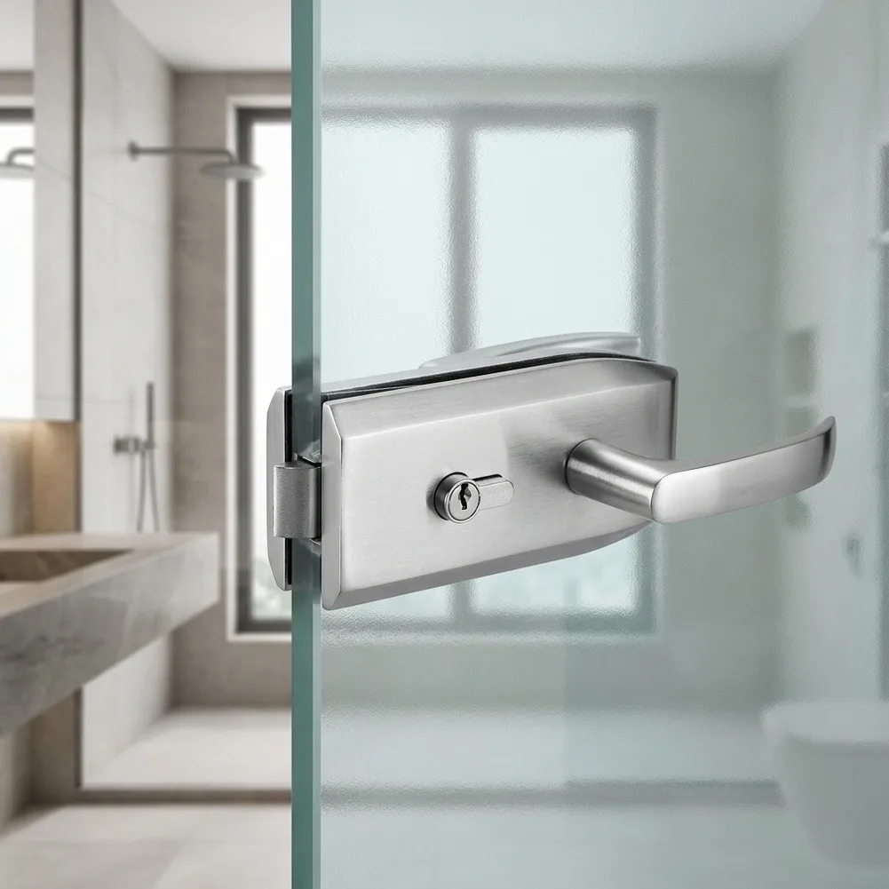 For Modern Interior Styles Glass Door Handle With Key Indoor Glass Locking System 12 18mm Key Operated Mechanism