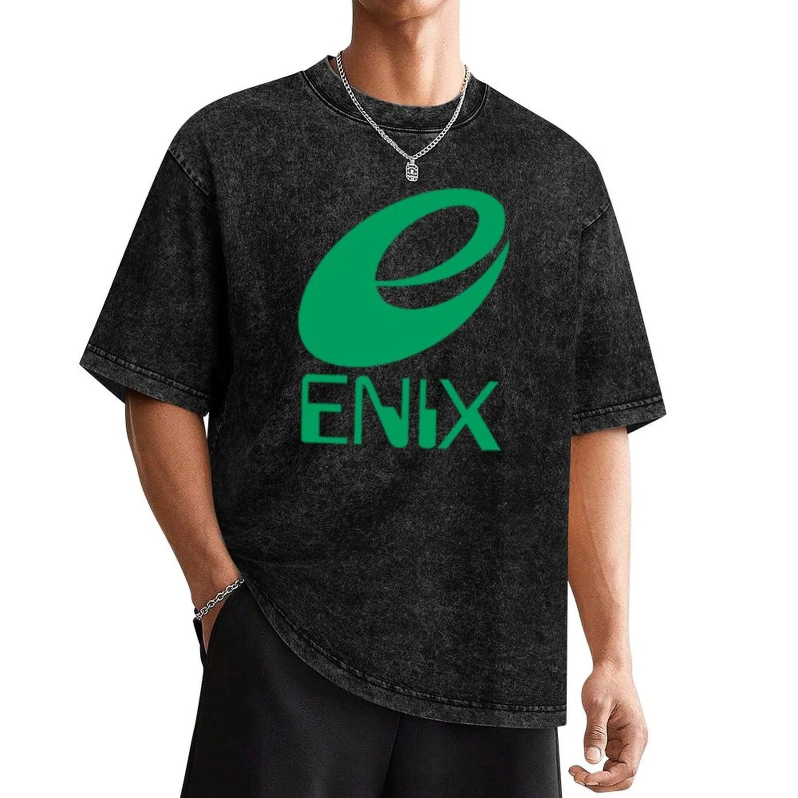 

ENIX Logo Green T-Shirt for a boy boys animal print customs design your own plus size clothes mens graphic t-shirts anime