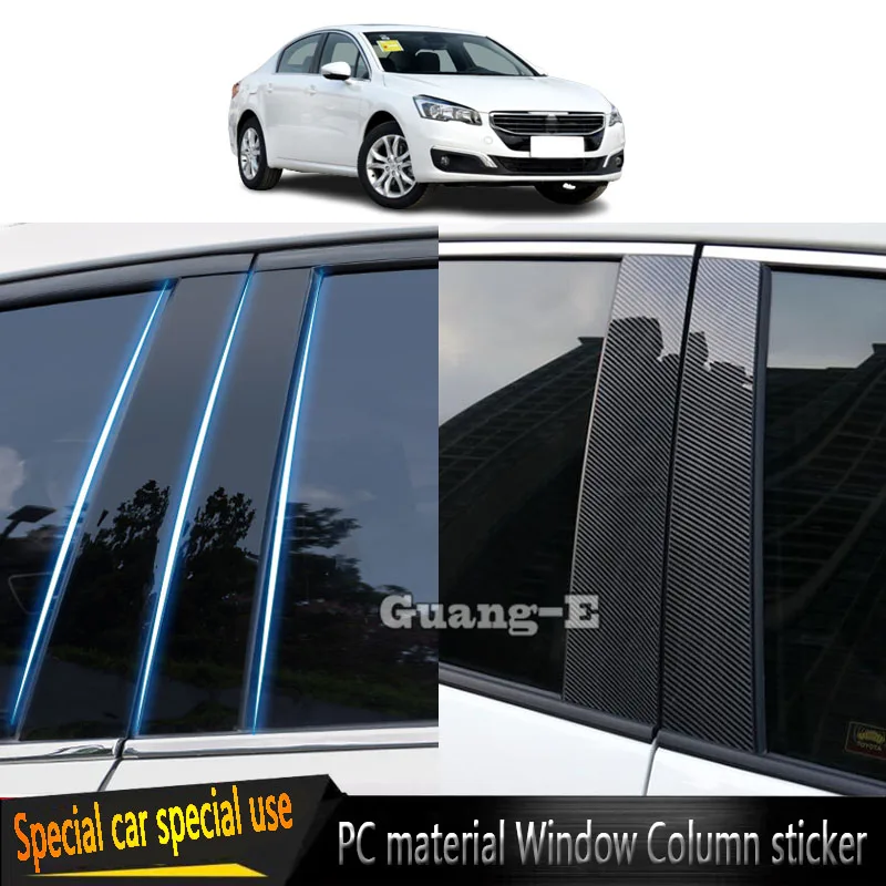 Car Center PC Material Pillar Post Cover For Peugeot 508 2011 2012 2013 2014 2015 2016 2017 2018 Stickers Accessories 6pcs