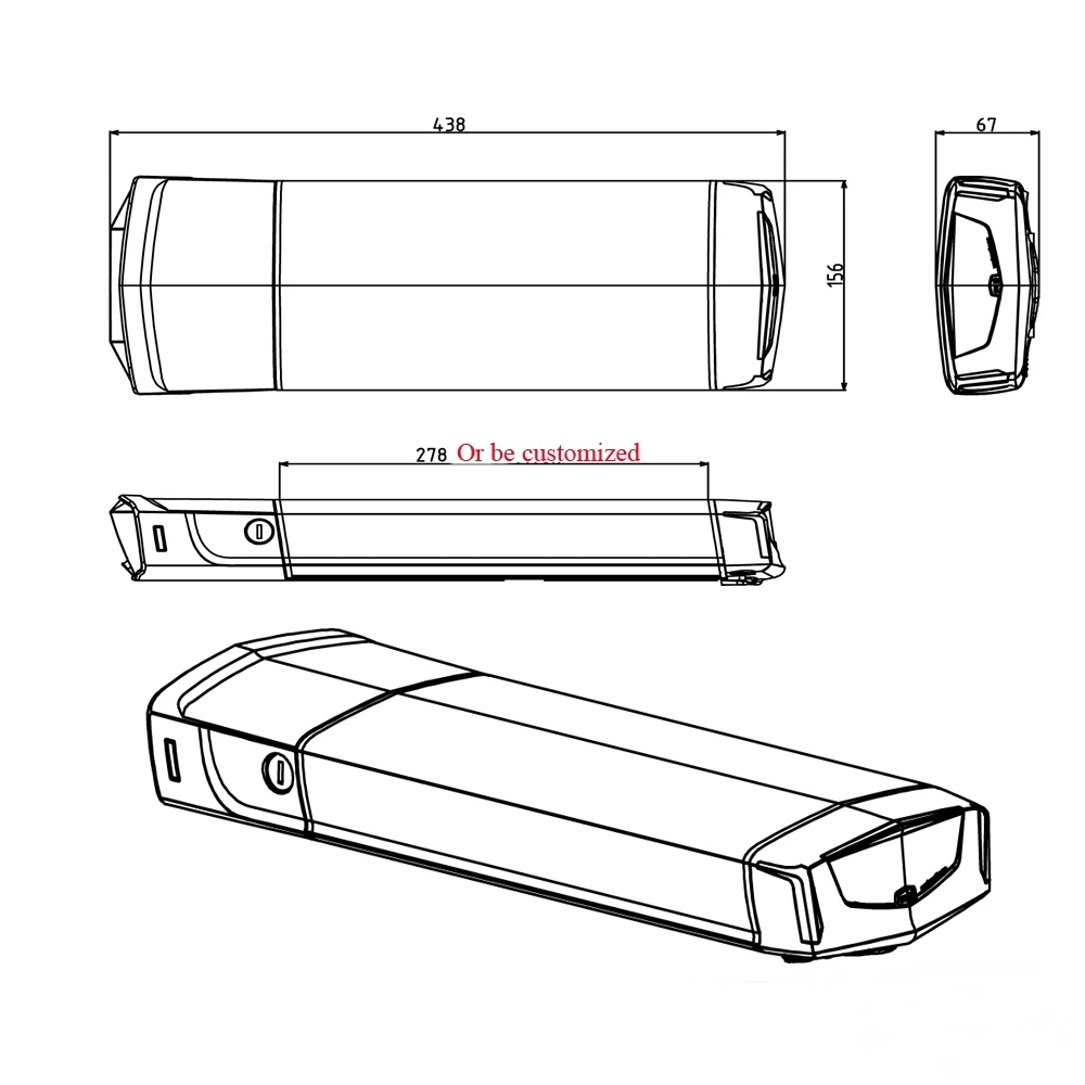 36V 48V Rear Rack Battery 36V 48V 13Ah 14Ah 17.5Ah for Phatfour FLS FLB Smartway Carrier Electric Cargo Bike