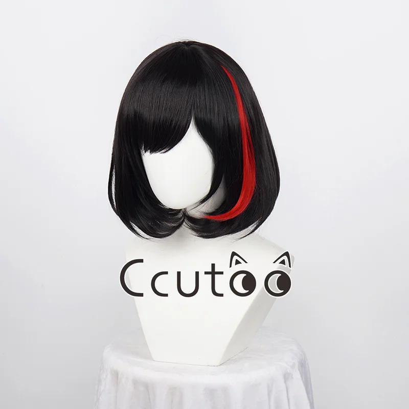 Ccutoo-Peluca de cabello sintético resistente al calor para mujer, cabellera artificial de Cosplay, estilo Mitake Ran, color negro y rojo