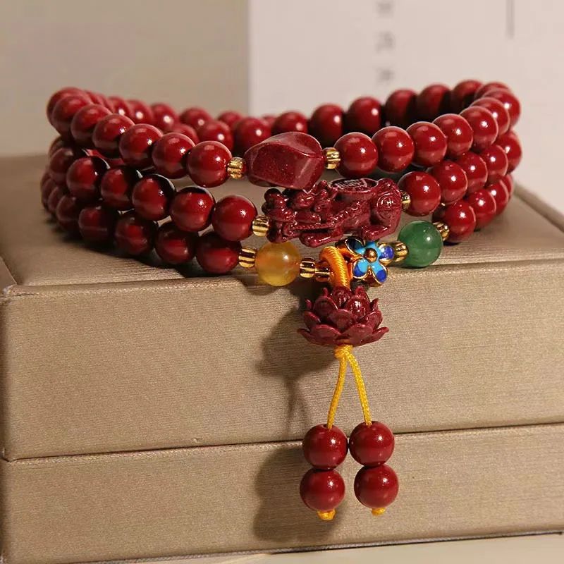 

Women's Cinnabar Bracelet 90 Rosary Beads Pixiu Three-circle Bracelet, Fashion Jewelry, Gifts