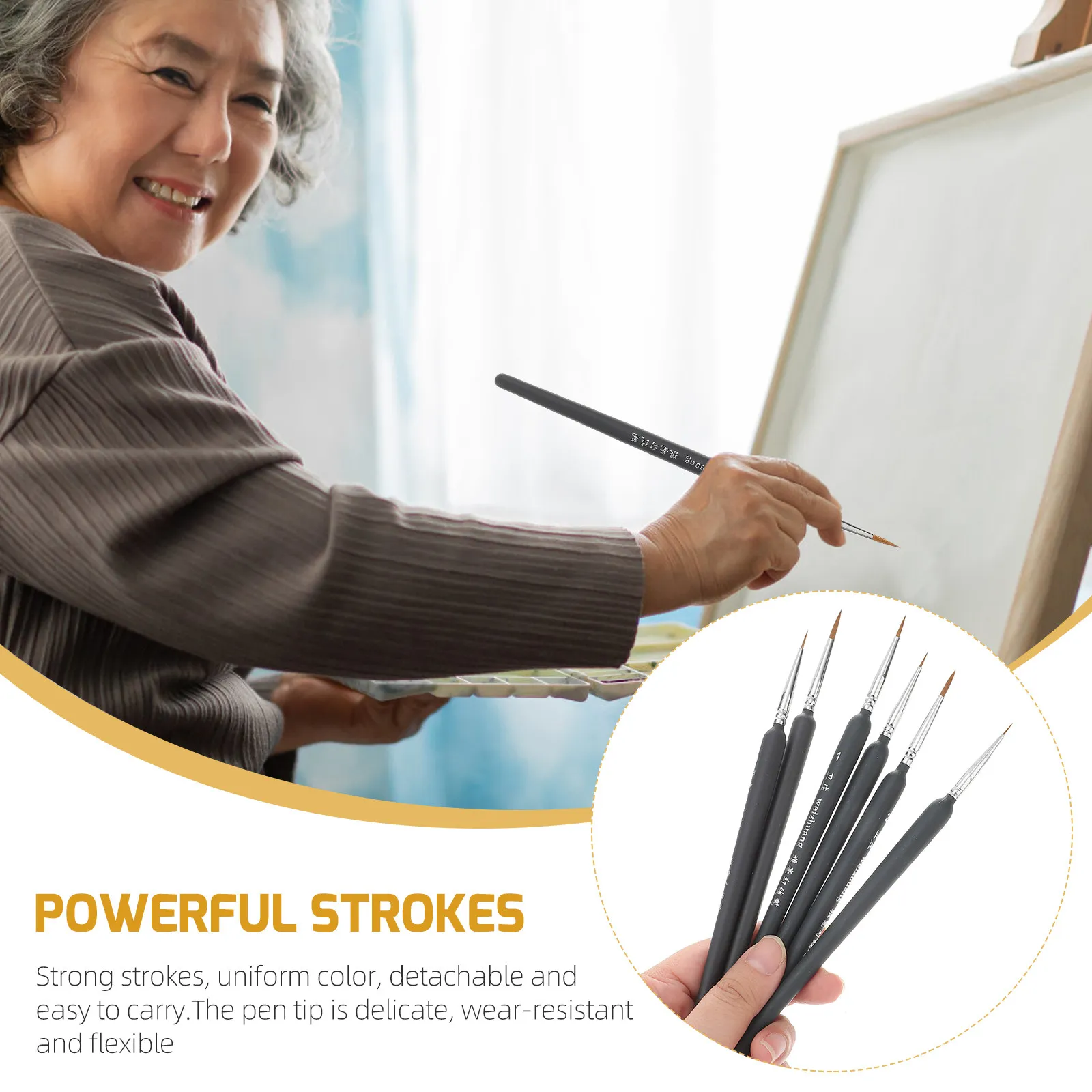 

6Pcs Line Drawing Pen Paintbrush Set Durable Plastic Handle Portable Lightweight for Watercolor Oil Acrylic Gouache Painting