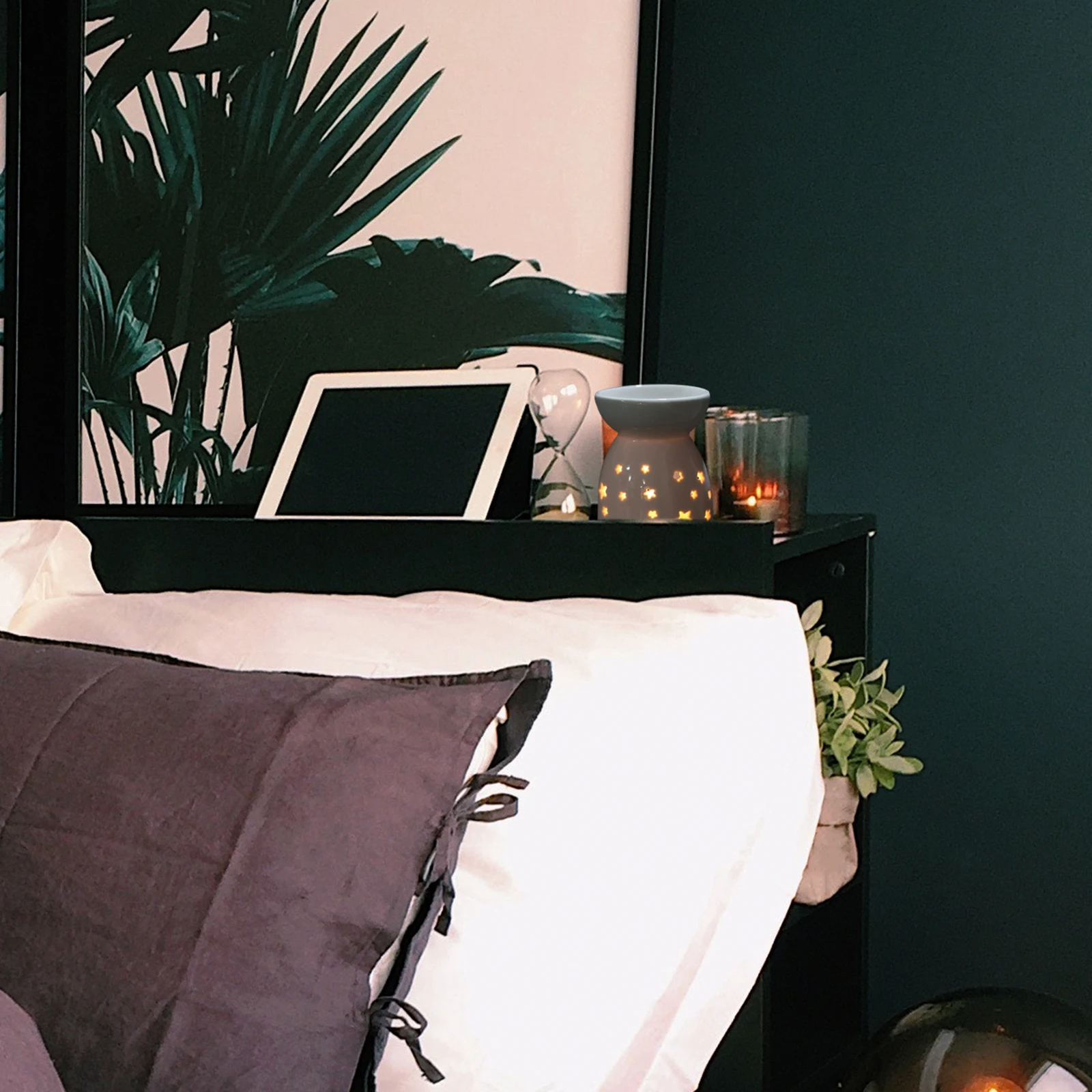 

Ceramic Aromatherapy Holder Tealight Wax Warmer Melt Decorative Porcelain Incense Burner Aroma Diffuser Heat