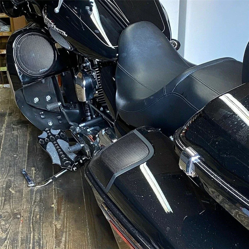 Motorcycle Hard Saddlebag Speaker Lid Horn Grill Cover For Harley Touring Road King Road Street Electra Glide 93-13, 14-23