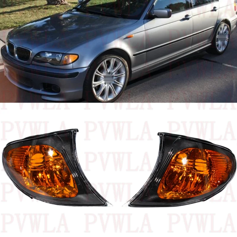 Pair Front Yellow Corner Light Turn Lamp For BMW E46 Sedan 3 Series 320i 325i 325xi 330i 330xi 2002 2003 2004 2005