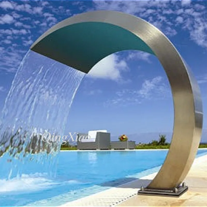 Stainless Steel Arc Pool Waterfall Spout Water Curtain Fountain Outlet  for Swimming Pool Pond Garden Water Feature Decoration