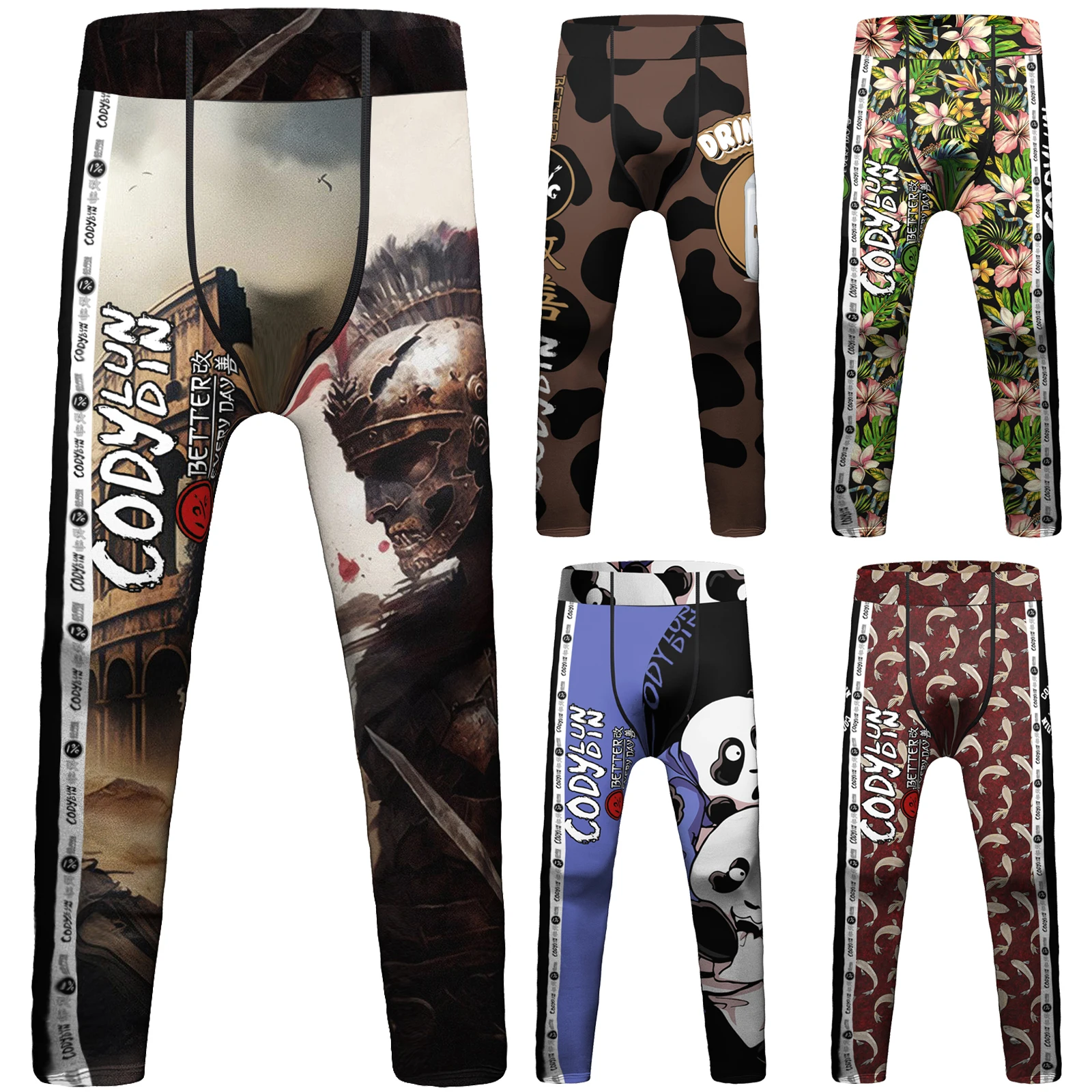 

Cody Lundin Digital Print Running Tights Bottoms Base Layer Under Pants Custom Tights Compression Bjj Workout Kids Boys Leggings