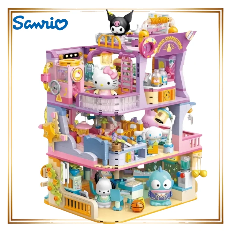 

Новый Sanrio Hellokitty Kuromi, китайский строительный блок, игрушка, аниме, мультфильм, музейная серия, строительные блоки, декор «сделай сам», детский рождественский подарок